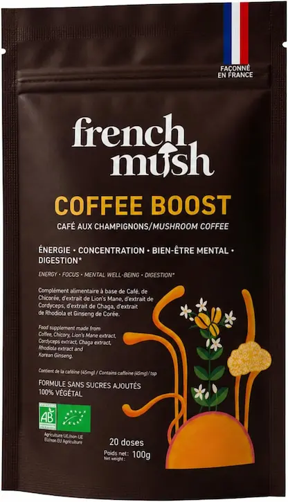 Café Arabica bio aux 5 champignons Lion's Mane, Cordyceps, Chaga, Maïtake, Pleurote