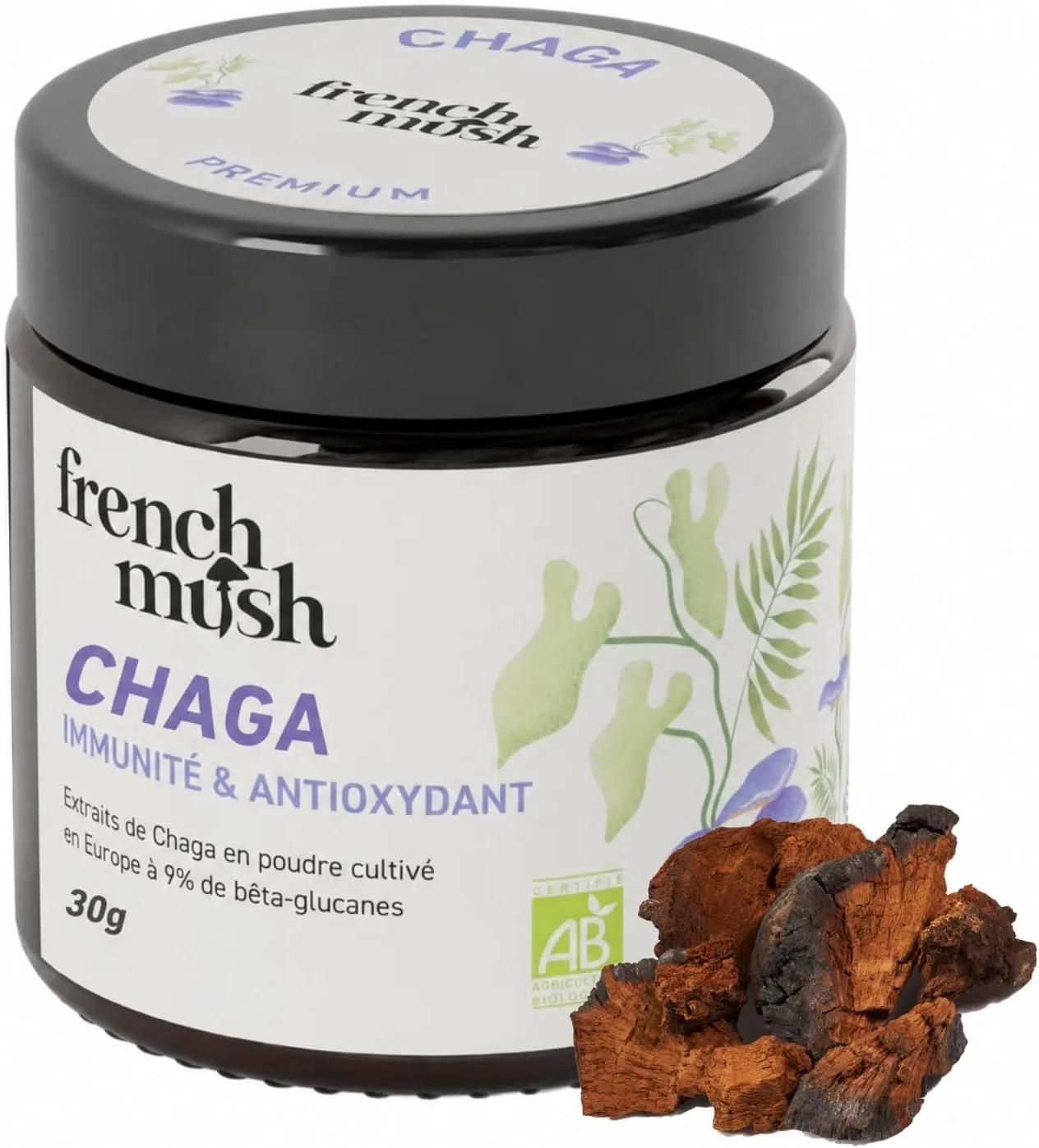 Poudre d'extrait de Chaga bio French Mush pour l'immunité