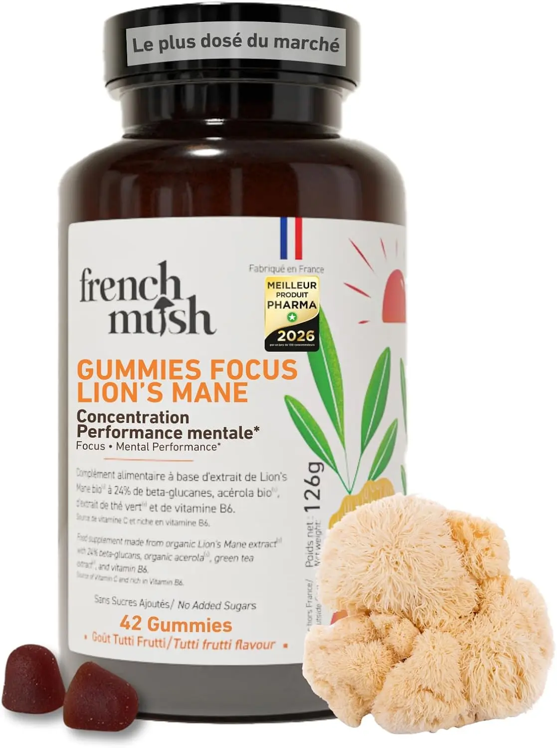 Gummies Focus au Lion's Mane bio French Mush pour la concentration
