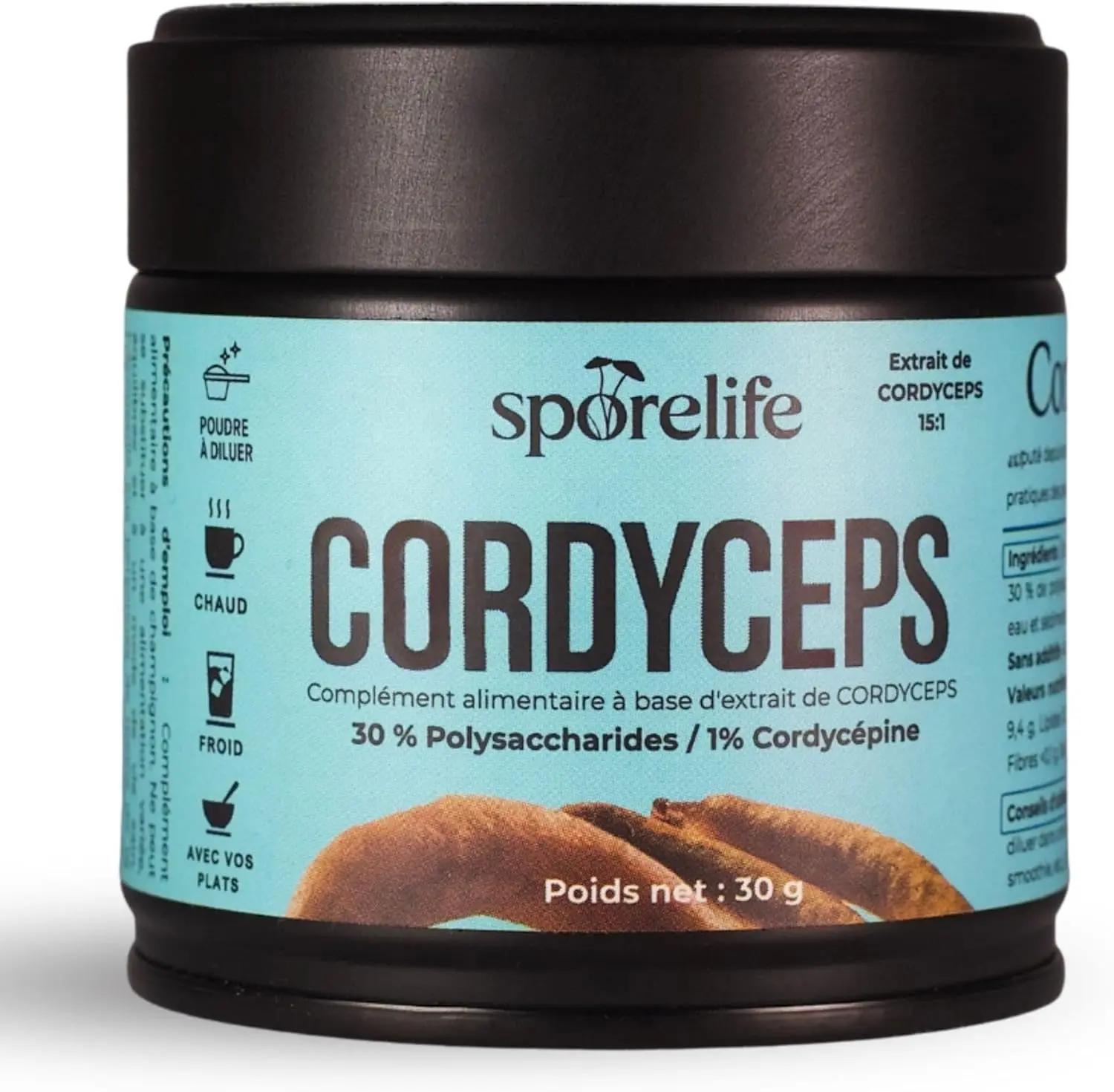Poudre d'extrait de Cordyceps bio Sporelife pour l'énergie