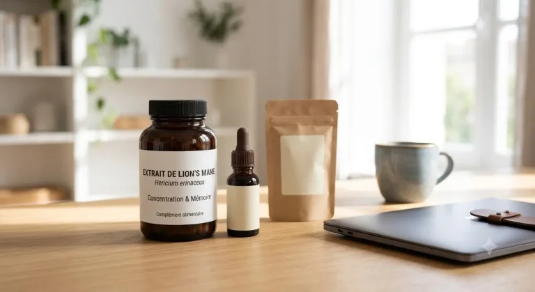 meilleur champignon pour la mémoire : Flacon de Lion's Mane, poudre et liquide sublingual