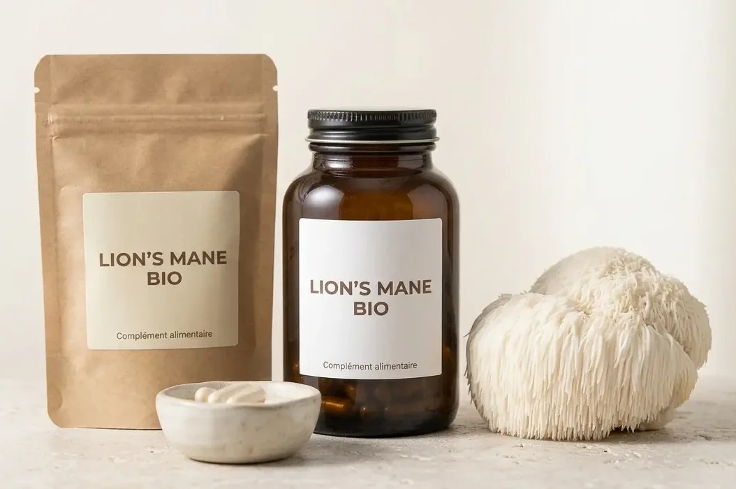 Comparatif Lion's Mane — extrait bio gélules et poudre pour la mémoire Comparatif des meilleurs formats de Lion's Mane — flacon gélules, sachet poudre et champignon frais