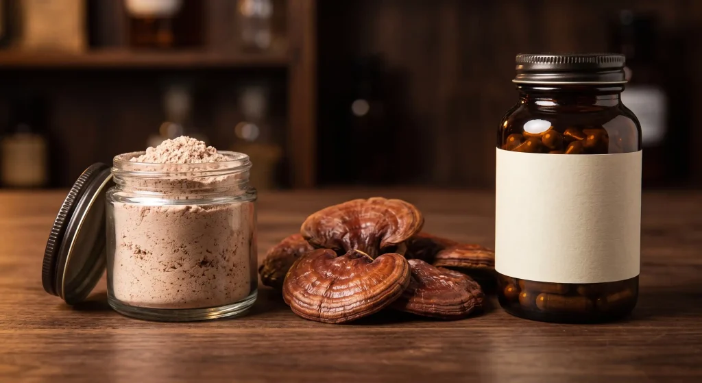 reishi dosage : omparaison entre poudre brute et extrait de Reishi en gélules