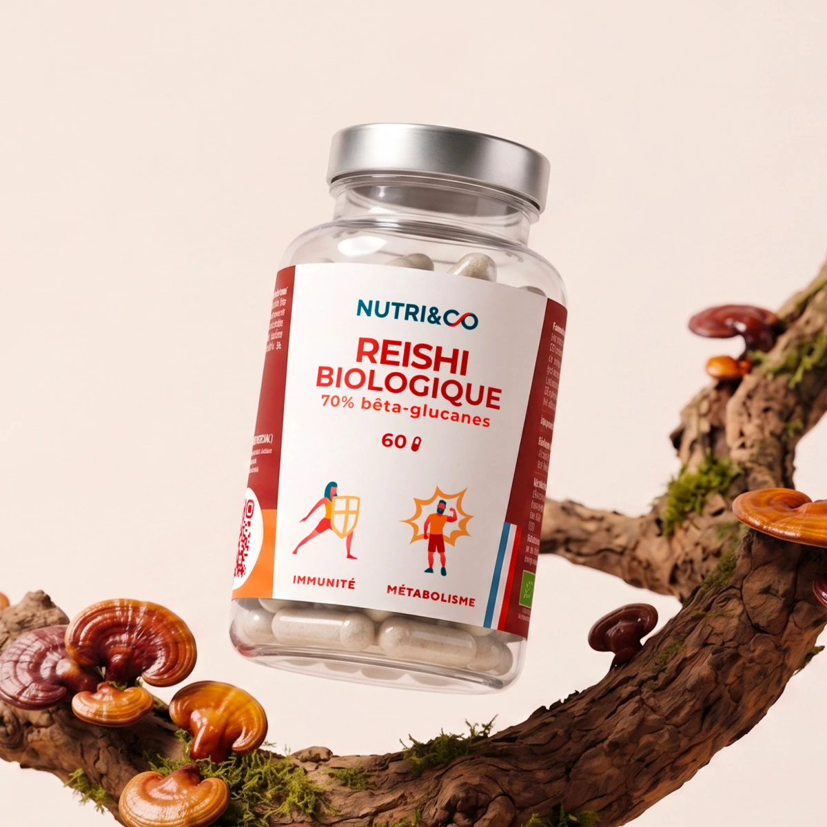 Gélules d'extrait de Reishi bio Nutri&Co pour l'immunité